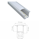 Profilo in alluminio ad incasso 2mt profondo 28mm per strisce led - Lampo PR/INC-M 