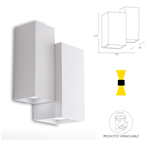 Applique Foster cubica da parete in gesso bianco a doppia emissione di luce 4XGU10 - Fan Europe Intec I-FOSTER-AP4