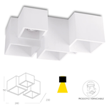 Applique Foster cubica da soffitto in gesso bianco 5XGU10 - Fan Europe Intec I-FOSTER-PL5