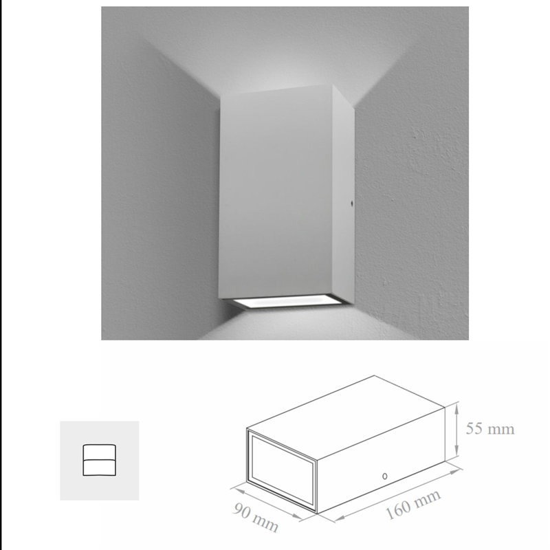 Applique led quadrato biemissione bianco 2x5W 230V 4000°K IP54 - Lampo UPD10WSQBIBN