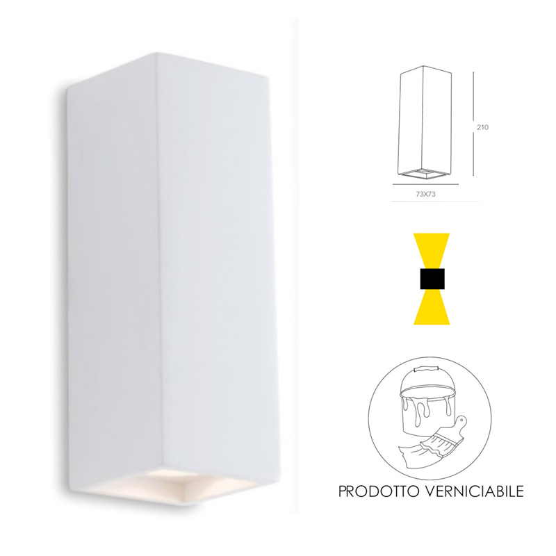 Applique Foster cubica da parete in gesso bianco a doppia emissione di luce 2XGU10 - Fan Europe Intec I-FOSTER-AP
