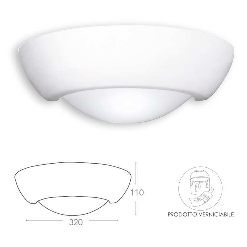 Applique a parete in ceramica verniciabile a doppia emissione di luce bianca 1XE27 - Fan Europe Intec 166/00100
