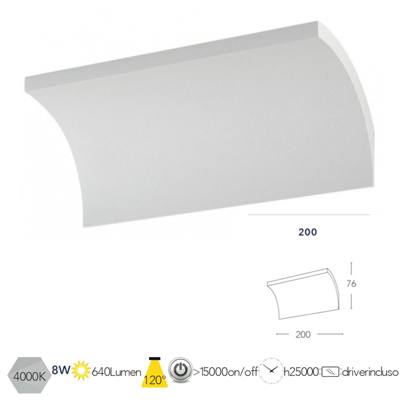 Applique a LED in alluminio bianco 8W 4000K - Fan Europe Intec LED-W-MUSTANG-200