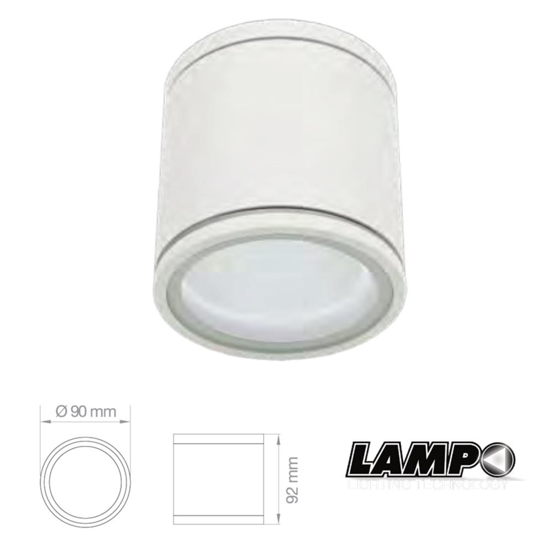 Applique a soffitto cilindrico da interno/esterno bianco 1GU10 230V - Lampo CSUPGU10BI
