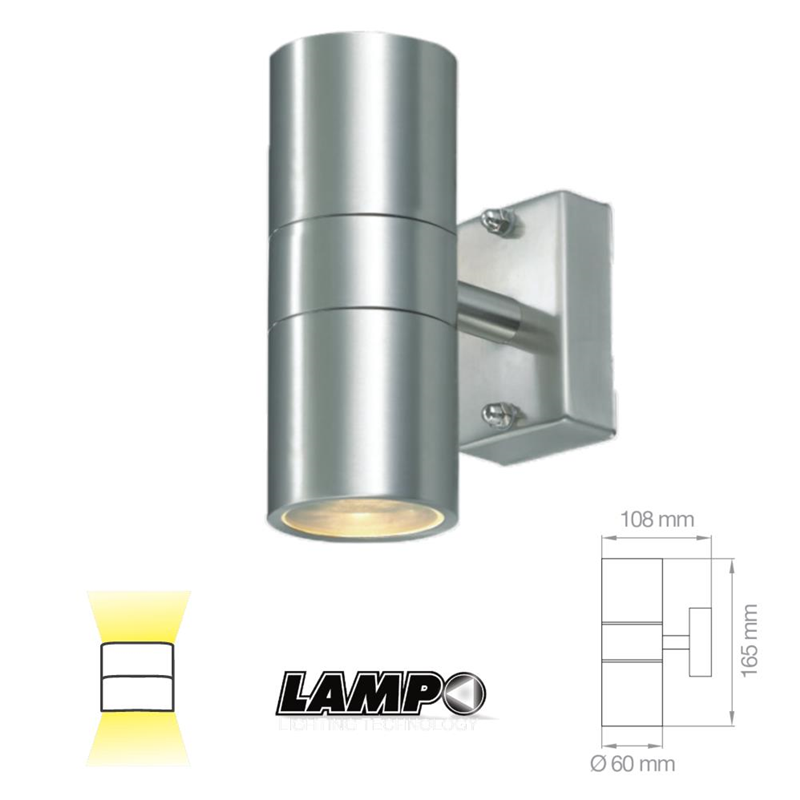 Applique cilindrico a parete da esterno biemissione GU10 230V IP44 - Lampo UPDOWN/2