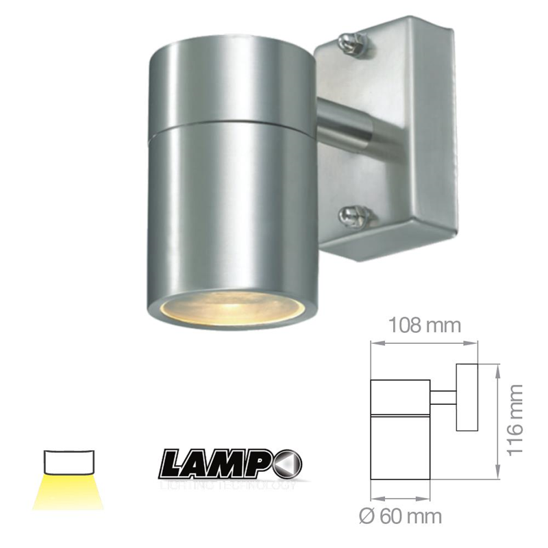 Applique cilindrico a parete da esterno monoemissione GU10 230V IP44 - Lampo UPDOWN/1