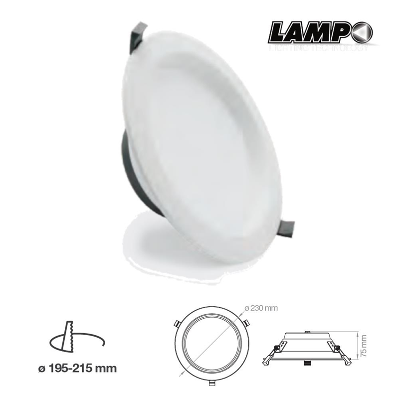 Faretto da incasso tricolor 35W 230V bianco - Lampo SYDNEY35WMC 