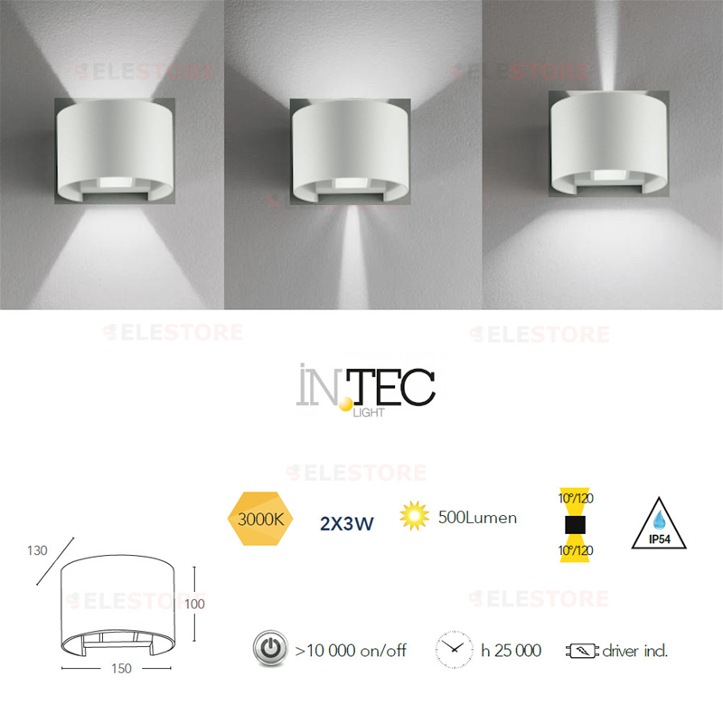 Applique led da esterno bianca 2x3W - Fan Europe LED-W-DELTA-10C BCO