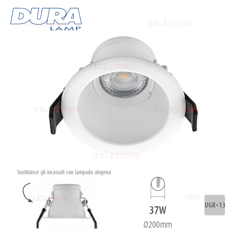 Faretto led 37W ad incasso 3000K - DuraLamp DH80L130