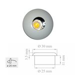 Mini faretti led da incasso 1W luce calda 3000K colore bianco angolo della luce 30°  TC02M/BI/BC LAMPO