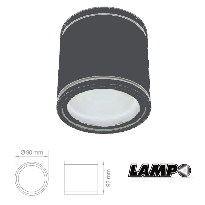 Applique a soffitto cilindrico da interno/esterno antracite 1GU10 230V - Lampo CSUPGU10AN