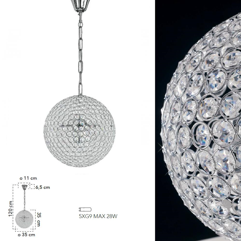 Lampadari cristallo 5XG9 in metallo e cristalli K9 - Fan Europe I-PLANET/S35