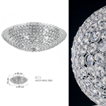 Lampada da soffitto in metallo e decoro in cristalli K9 trasparenti 6XG9 - Fan Europe I-PLANET/PL45