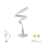 Lampada da tavolo led a spirale in alluminio bianco goffrato con diffusore in silicone 12W 4000K - Fan Europe LED-MYSTRAL-L