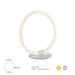 Lampada da tavolo led in metallo bianco matto con diffusore ad anello in acrilico 20W 4000K - Fan Europe LED-HALO-L