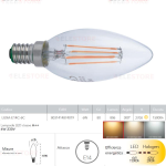 Lampada led a filamento candela E14 6W luce calda 2700K 806Lm LUXA-E14C-6C FAN EUROPE INTEC