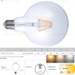 Lampadina LED filamento globo E27 8W 1055LM 3000K 340° - Fan Europe LUXA-E27G125-8C 