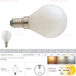 Lampadina LED filamento a globo bianco latte E14 4W 470LM 2700K 300° - Fan Europe LUXA-B-E14G-4C 