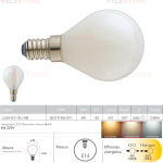 Lampadina LED filamento a globo bianco latte E14 4W 470LM 4000K 300° - Fan Europe LUXA-B-E14G-4M