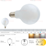 Lampadina LED filamento globo bianco latte E27 8W 1055LM 5000K 300° - Fan Europe LUXA-B-E27G125-8F 