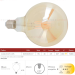 Lampadina vintage  LED filamento ambra E27 7W 725LM 2500K 360° - Fan Europe I-LUXA-V-E27-G125 