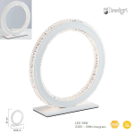 Lampada led da tavolo ad anello in alluminio bianco con diffusore in acrilico diamantato 18W 3000K - Fan Europe LED-BRYANT-LC