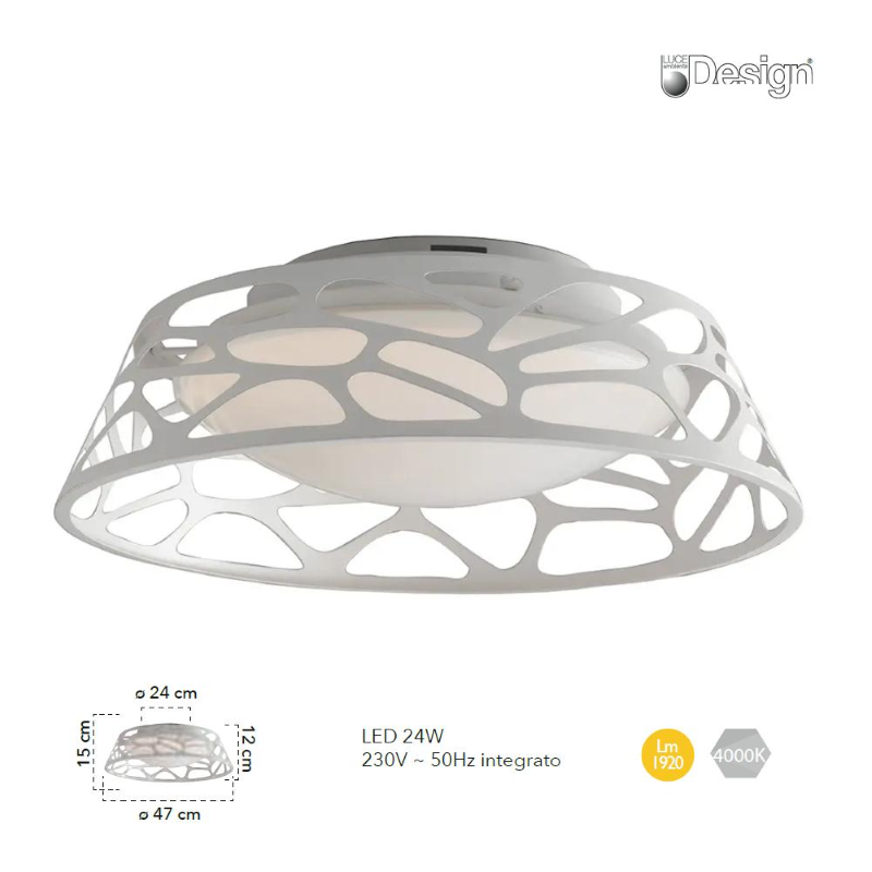 Plafoniera led soffitto MAUI bianca 24W 4000K - Fan Europe LED-MAUI-PL47-BCO