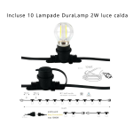 Kit stringa elettrificata con 10 lampade DuraLamp 2W luce calda