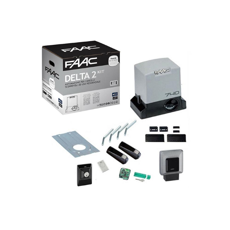Kit set di automazione Delta 2 per cancello scorrevole con motore Faac 740 230V - Faac 1056303445