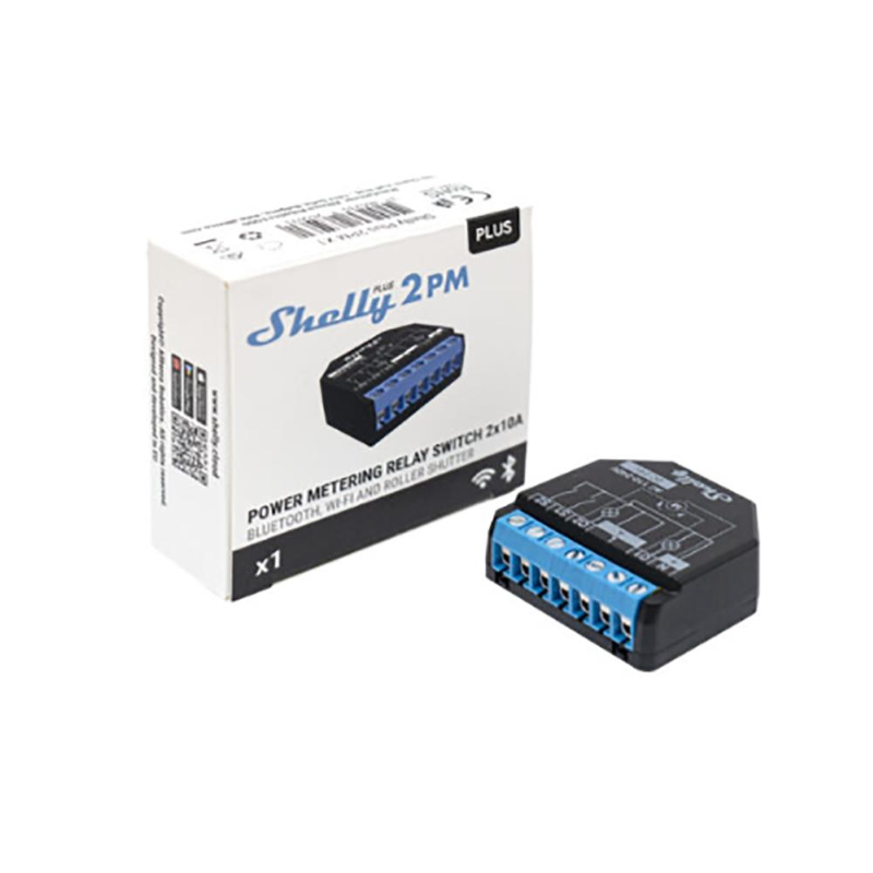 Shelly Plus 2PM Pack Doppio (x2), Relè Wi-Fi e Bluetooth a 2 canali,  Automatizzazione di Tapparelle, Tende, Luci e Interruttori, Misurazione dei  Consumi, Nero : : Fai da te